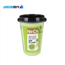 350ml 12oz disposable printed cold drink IML clear plastic cup with lid for beverage